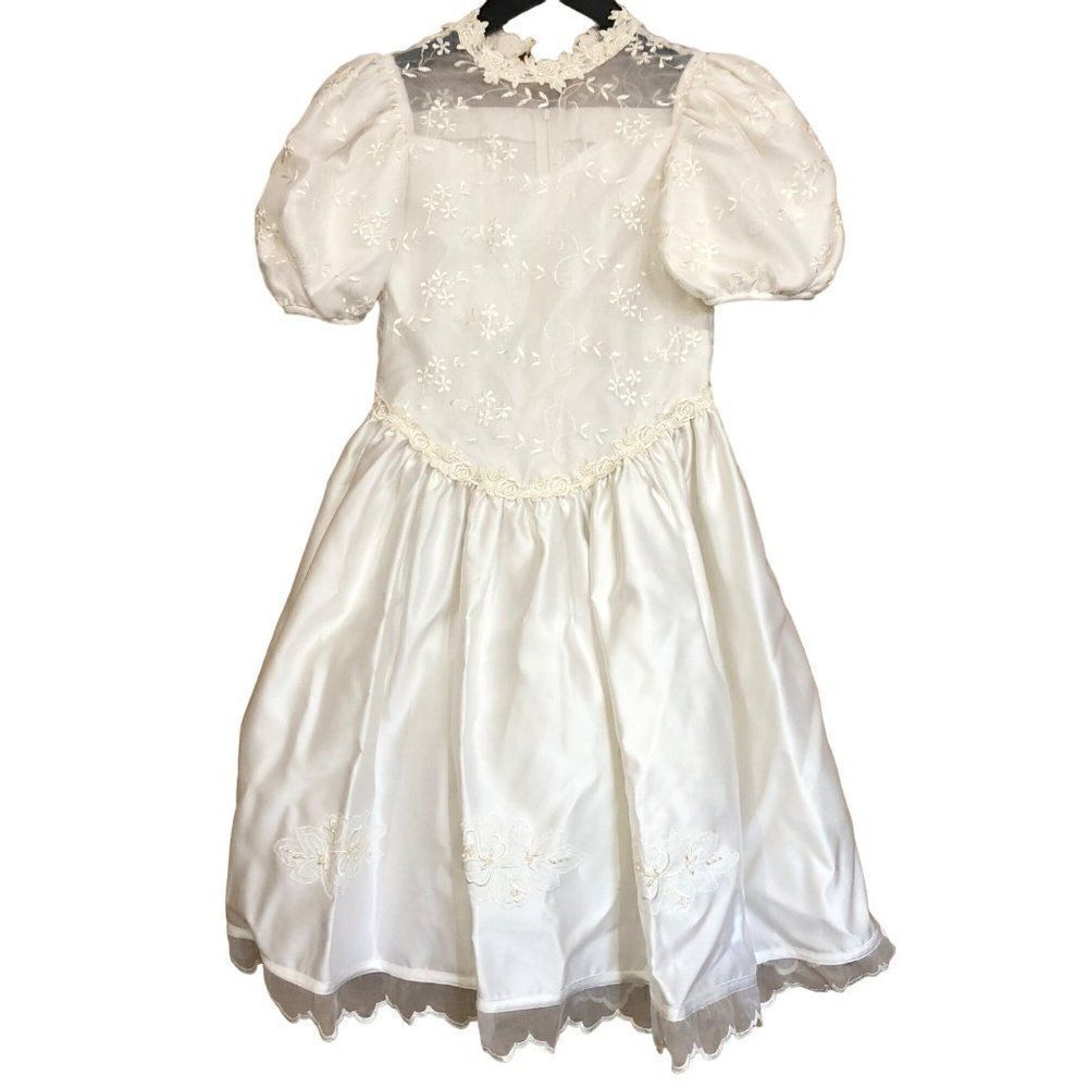 Vintage NICOLE Victorian Style Portrait lace Girls Dress Size 10